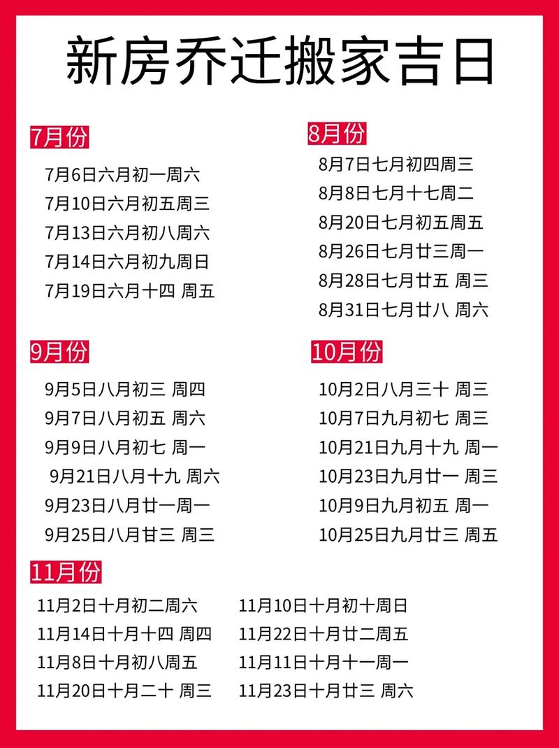 2025年7月乔迁入宅吉日几点 2025乔迁新居日历