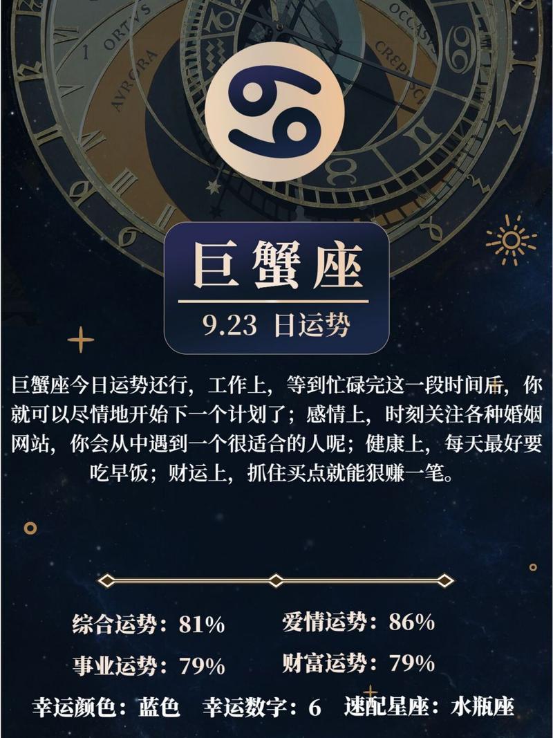 巨巨蟹座今日运势 转运十二星座