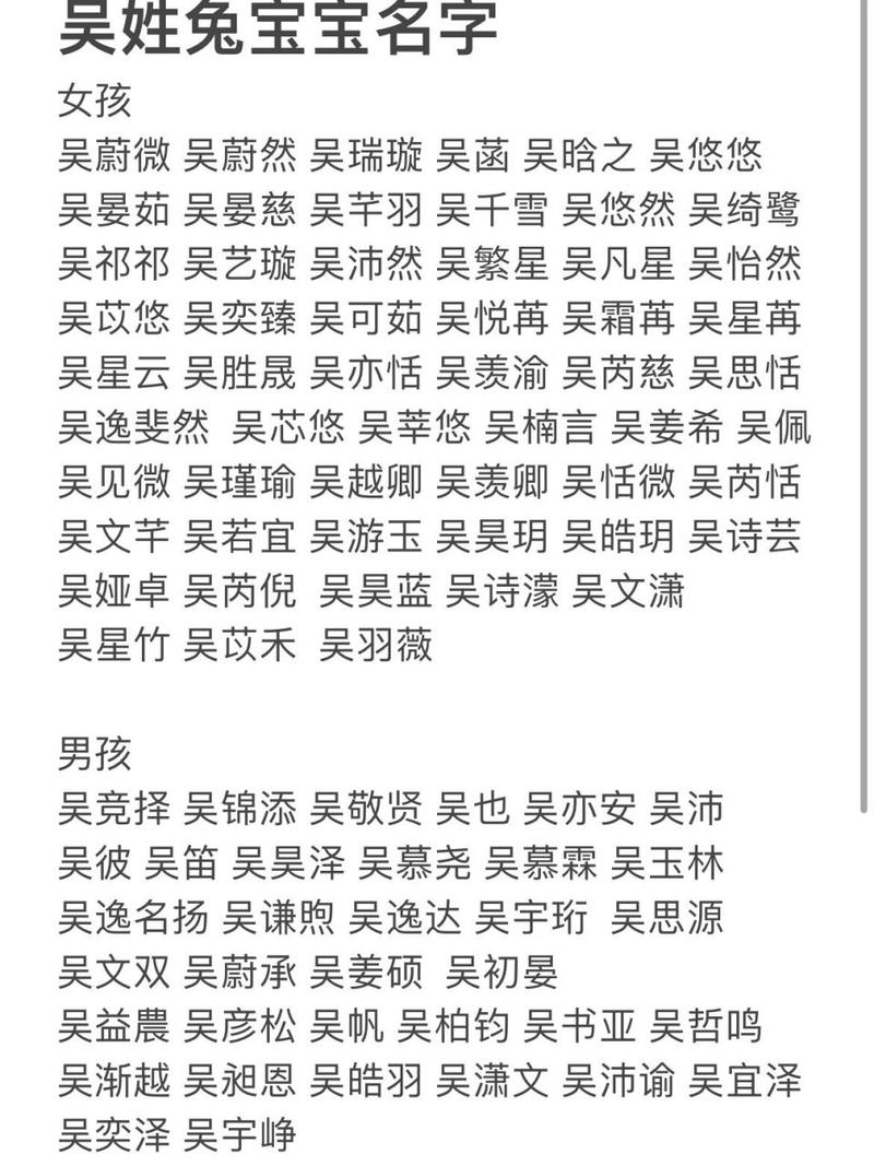 兔宝宝姓吴的咋起名字好听 姓吴缺土男孩名字大全